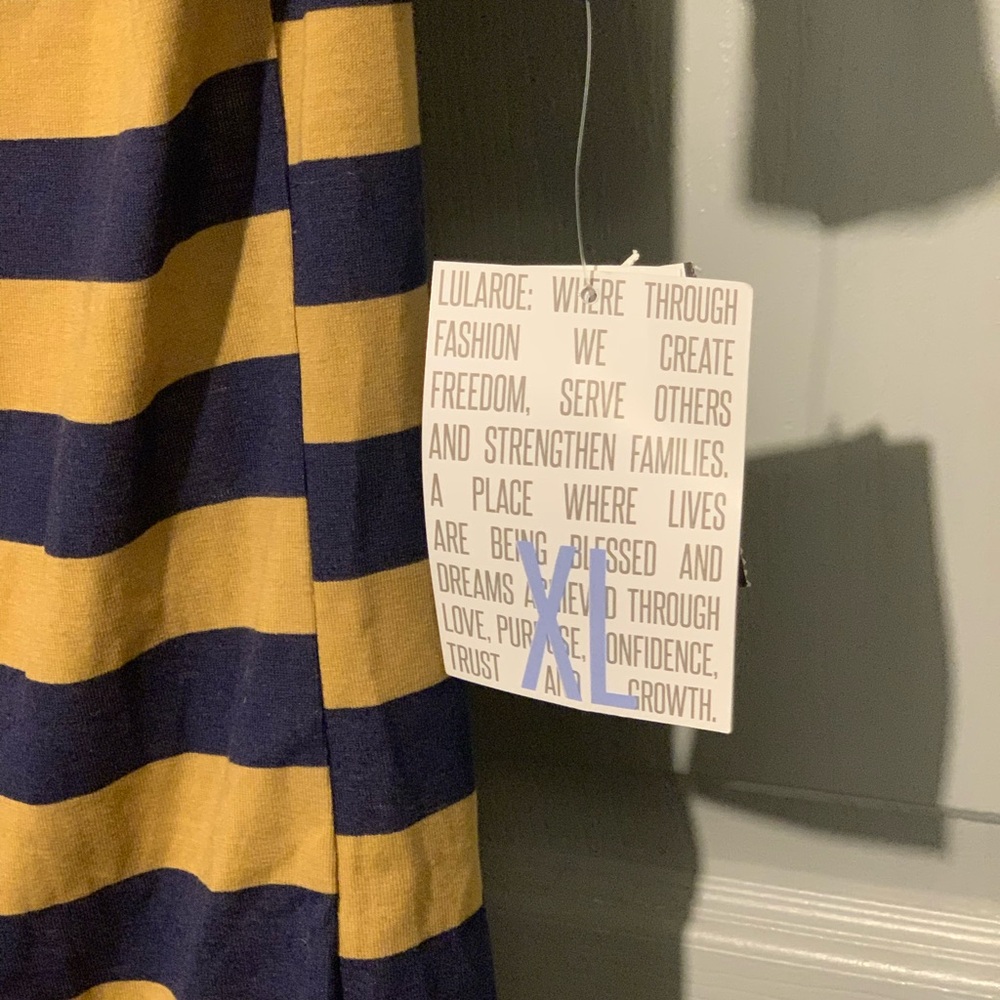 LuLaRoe Bold Striped Curtain in Blue and Gold